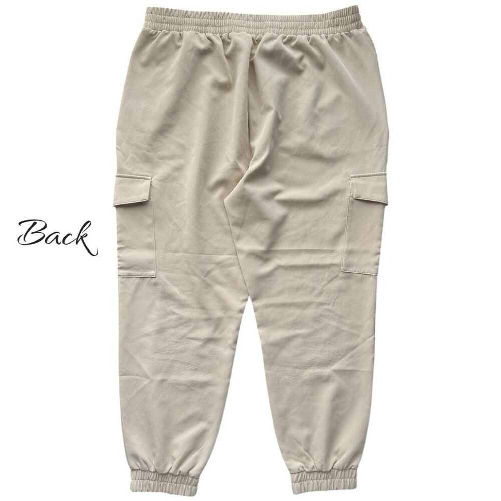 Marc New York Women’s XL Beige Cargo Jogger Pants Elastic Waist Tapered Leg - Picture 2 of 6
